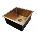 Brushed Yellow Gold Stainless Steel Handmade Single Bowl Top/Flush/Undermount Kitchen/Laundry Sink 440x440x205mm